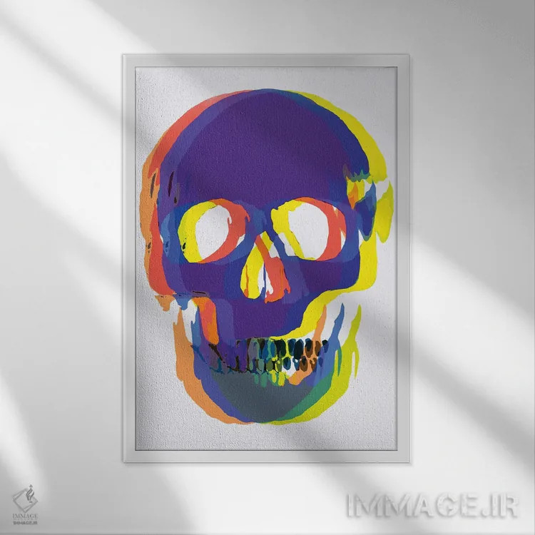 تابلو جمجمهٔ آبیِ تار اثر اندرو ام بارلو - نمای قابدار سفید