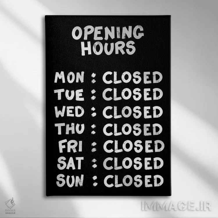 تابلو ساعات کاری (سیاه) اثر اندرو ام بارلو - نمای روبهرو روی دیوار