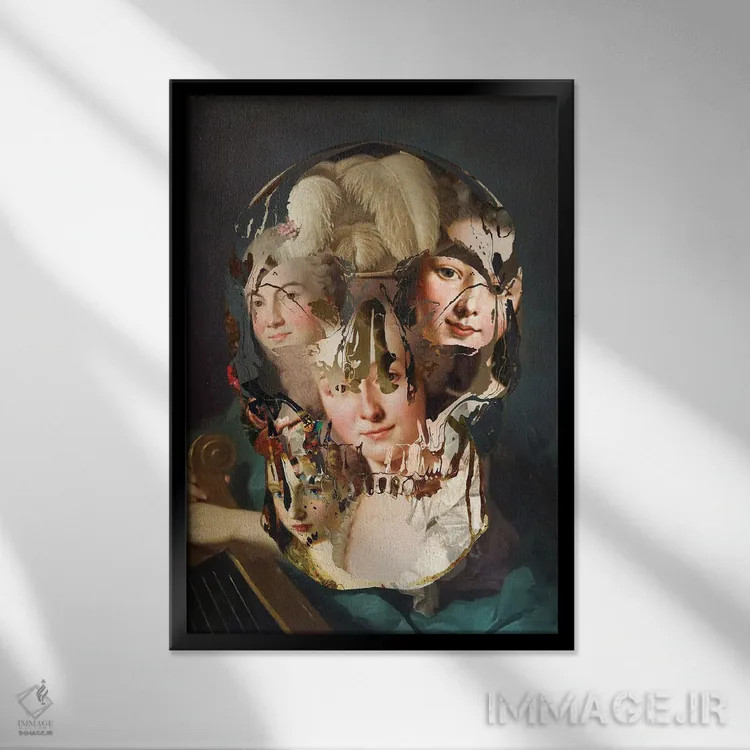 تابلو جمجمهٔ ویکتوریایی اثر اندرو ام بارلو - نمای قابدار مشکی