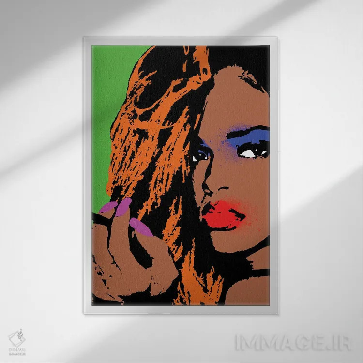 تابلو ریحانا (اثر پاپ آرت) اثر اندرو ام بارلو - نمای قابدار سفید