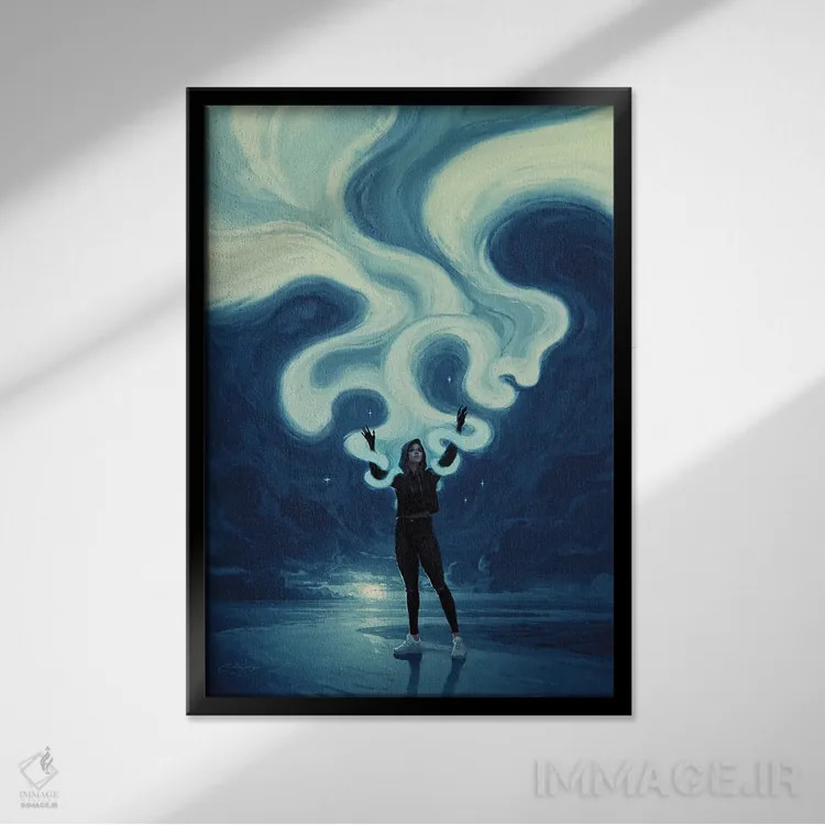 تابلو خالق نیمهشب اثر آرتم رادس چبوخا - نمای قابدار مشکی