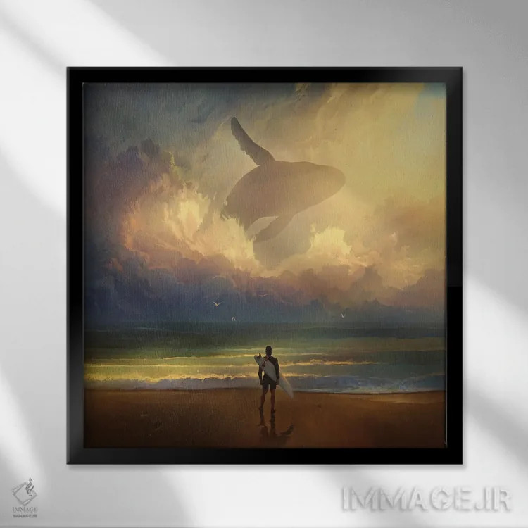 تابلو در انتظار موج اثر آرتم رادس چبوخا - نمای قابدار مشکی