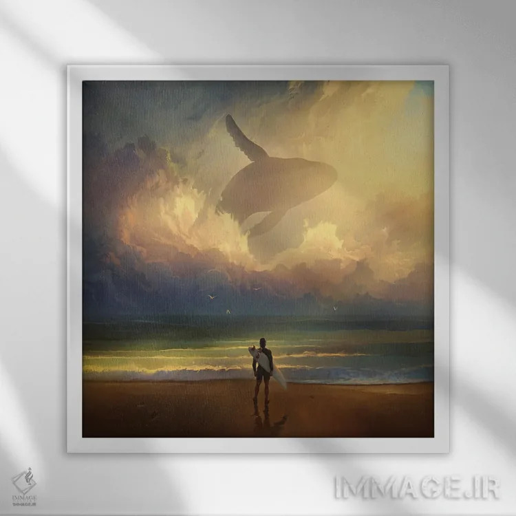 تابلو در انتظار موج اثر آرتم رادس چبوخا - نمای قابدار سفید