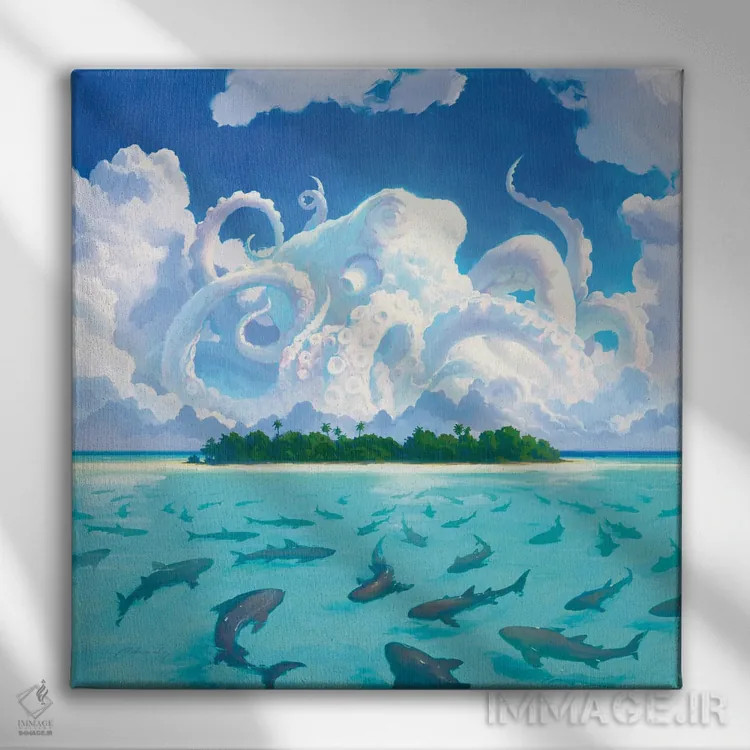 تابلو آب خطرناک اثر آرتم رادس چبوخا - نمای روبهرو روی دیوار