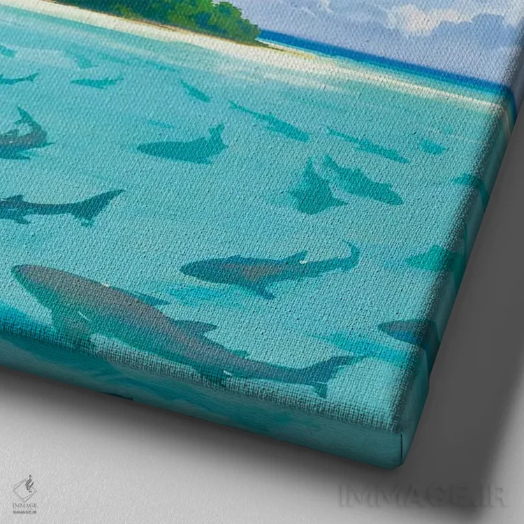 تابلو آب خطرناک اثر آرتم رادس چبوخا - نمای نزدیک بافت بوم