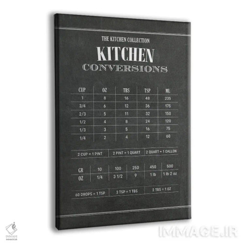 تابلو تبدیلات آشپزخانهای (تبدیل واحدهای اندازهگیری پختوپز) اثر پوسترهای طراحی آلچرا - نمای پرسپکتیو محصول
