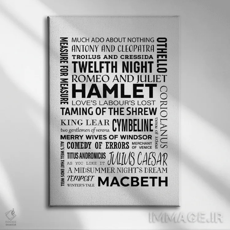 تابلو شکسپیر (ویلیام شکسپیر) اثر پوسترهای طراحی آلچرا - نمای روبهرو روی دیوار