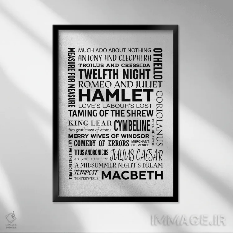 تابلو شکسپیر (ویلیام شکسپیر) اثر پوسترهای طراحی آلچرا - نمای قابدار مشکی