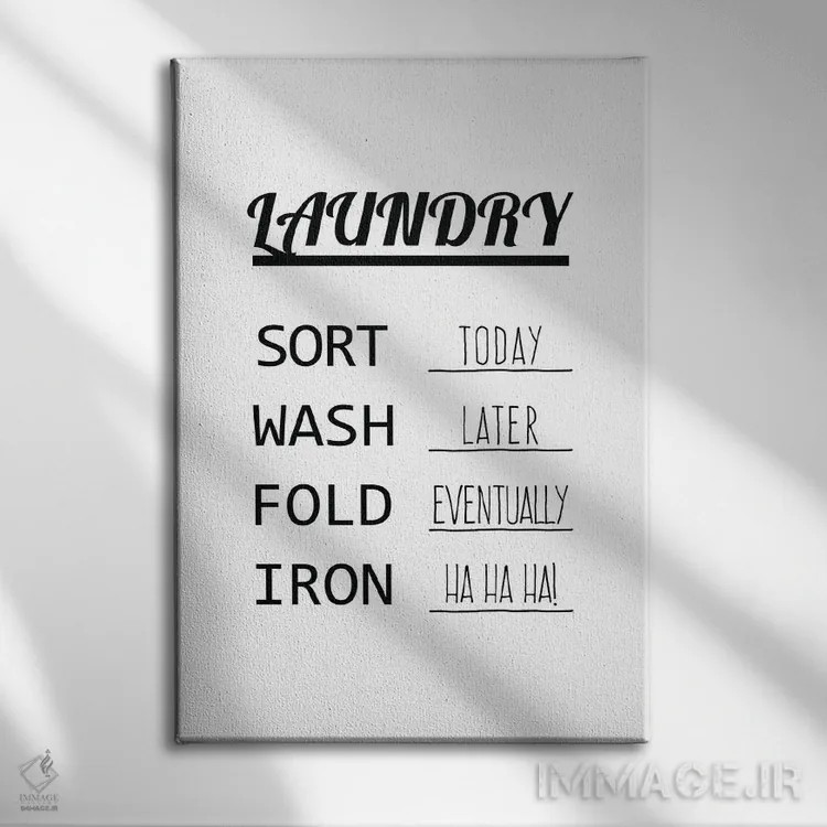 تابلو جدا کن، بشوی، تا کن، اتو بزن اثر پوسترهای طراحی آلچرا - نمای روبهرو روی دیوار