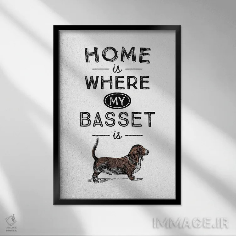 تابلو بَست هاند (نژاد سگ) اثر پوسترهای طراحی آلچرا - نمای قابدار مشکی