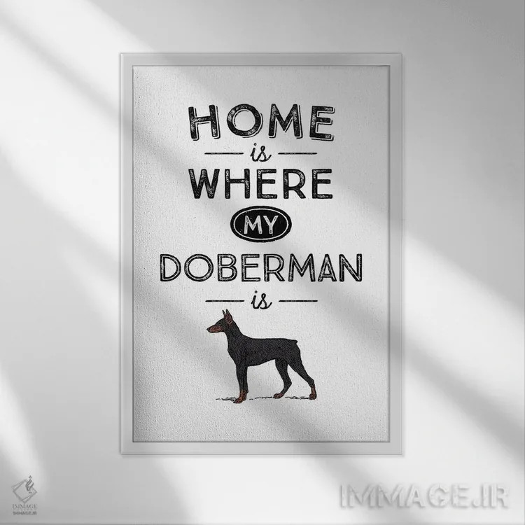 تابلو دوبرمن (نژاد سگ) اثر پوسترهای طراحی آلچرا - نمای قابدار سفید
