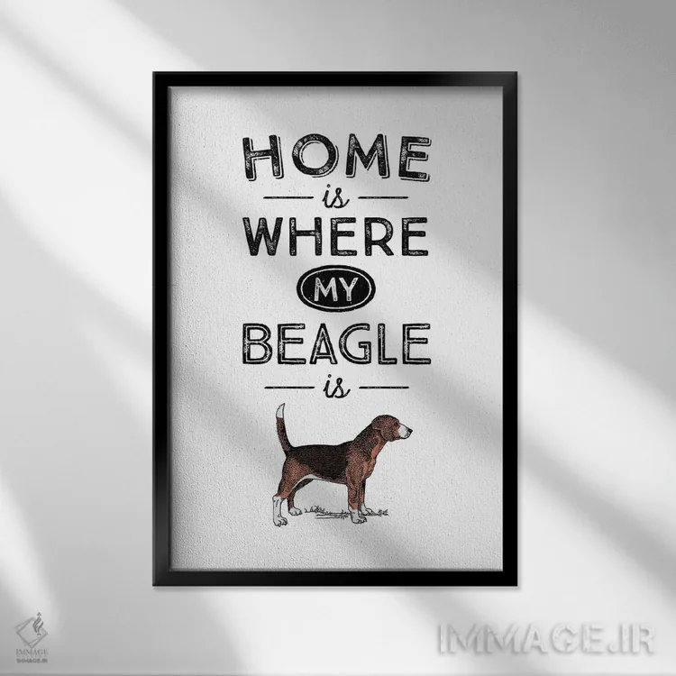 تابلو بیگل (نژاد سگ) اثر پوسترهای طراحی آلچرا - نمای قابدار مشکی