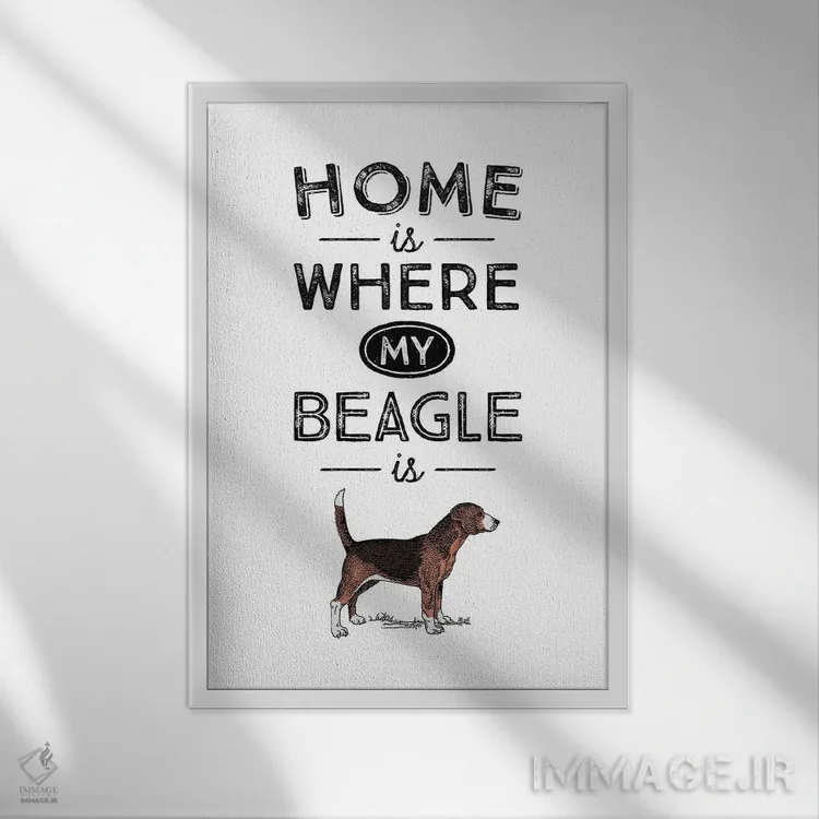 تابلو بیگل (نژاد سگ) اثر پوسترهای طراحی آلچرا - نمای قابدار سفید