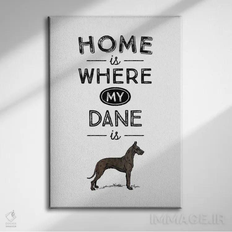 تابلو دانمارکی بزرگ (Great Dane؛ نژاد سگ) اثر پوسترهای طراحی آلچرا - نمای روبهرو روی دیوار