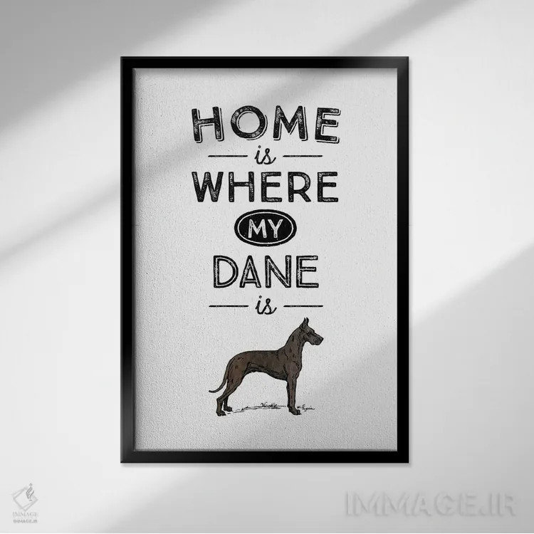 تابلو دانمارکی بزرگ (Great Dane؛ نژاد سگ) اثر پوسترهای طراحی آلچرا - نمای قابدار مشکی