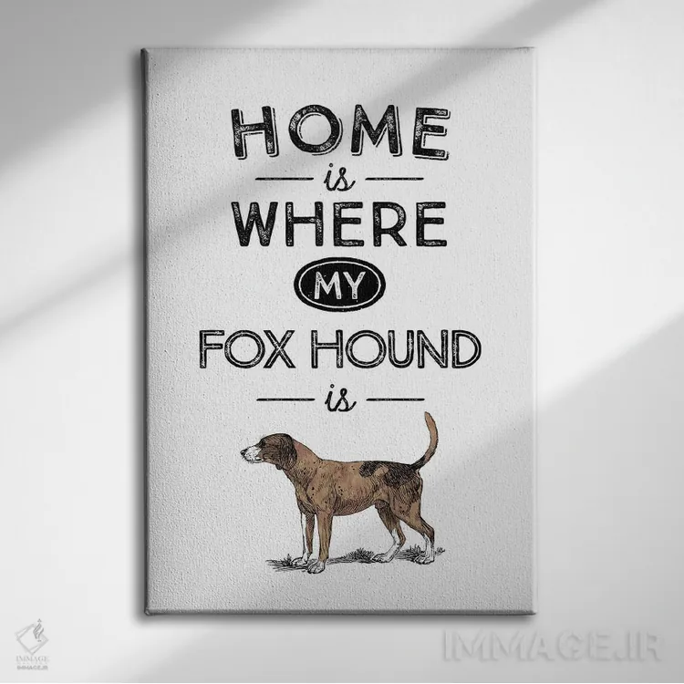 تابلو فاکس هاند (نژاد سگ شکاری روباه) اثر پوسترهای طراحی آلچرا - نمای روبهرو روی دیوار