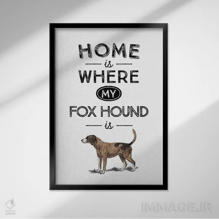 تابلو فاکس هاند (نژاد سگ شکاری روباه) اثر پوسترهای طراحی آلچرا - نمای قابدار مشکی