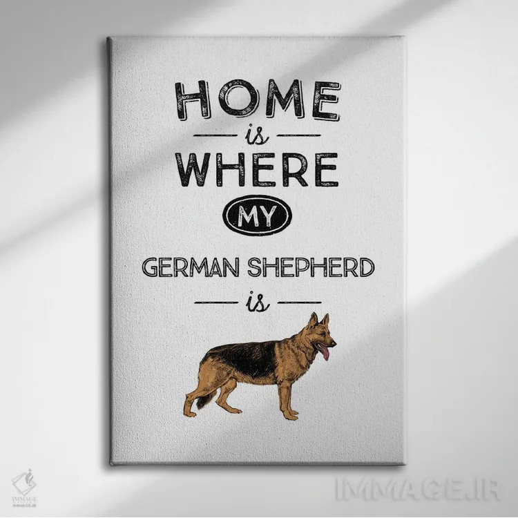 تابلو ژرمن شپرد (سگ چوپان آلمانی) اثر پوسترهای طراحی آلچرا - نمای روبهرو روی دیوار