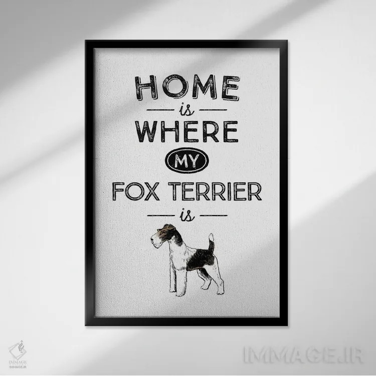 تابلو فاکس تریر (نژاد سگ) اثر پوسترهای طراحی آلچرا - نمای قابدار مشکی