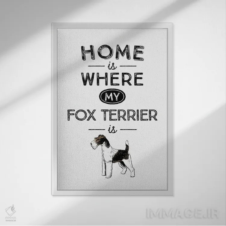 تابلو فاکس تریر (نژاد سگ) اثر پوسترهای طراحی آلچرا - نمای قابدار سفید