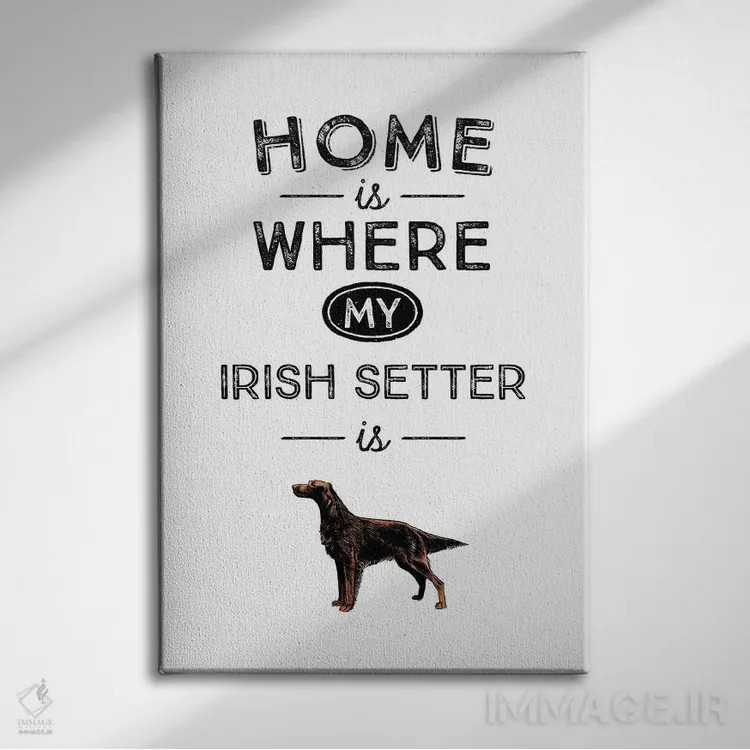 تابلو ایریش ستر (نژاد سگ) اثر پوسترهای طراحی آلچرا - نمای روبهرو روی دیوار