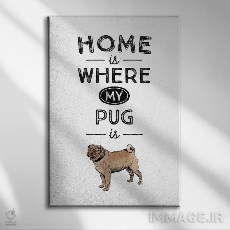 تابلو پاگ (نژاد سگ) اثر پوسترهای طراحی آلچرا - نمای روبهرو روی دیوار