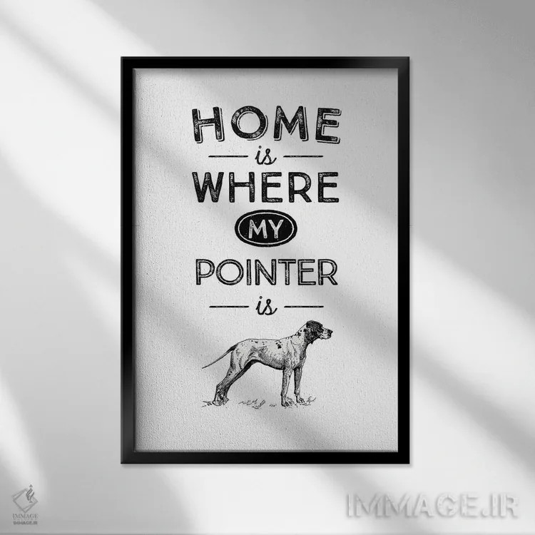 تابلو پوینتر (نژاد سگ شکاری) اثر پوسترهای طراحی آلچرا - نمای قابدار مشکی