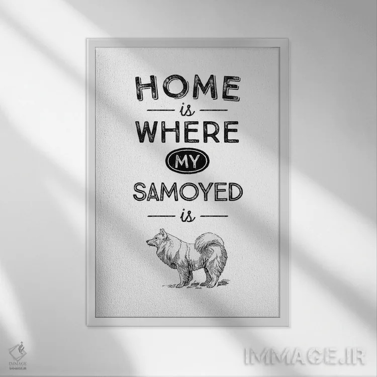 تابلو سَمویید (نژاد سگ) اثر پوسترهای طراحی آلچرا - نمای قابدار سفید