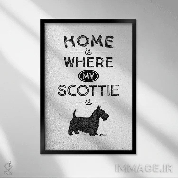 تابلو اسکاتیش تریر (نژاد سگ) اثر پوسترهای طراحی آلچرا - نمای قابدار مشکی