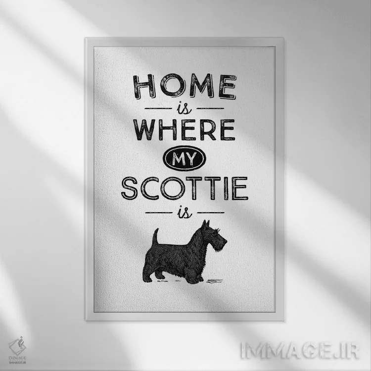 تابلو اسکاتیش تریر (نژاد سگ) اثر پوسترهای طراحی آلچرا - نمای قابدار سفید