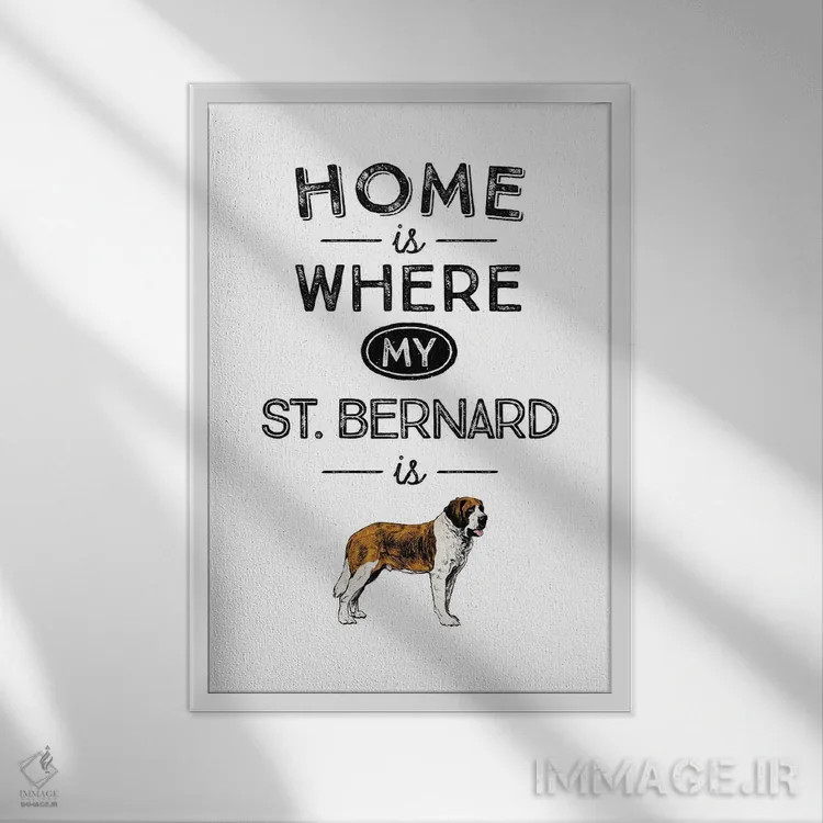 تابلو سنت برنارد (نژاد سگ) اثر پوسترهای طراحی آلچرا - نمای قابدار سفید