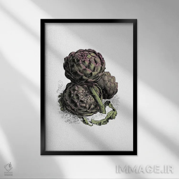 تابلو کنگر فرنگی (آرتیشو) اثر پوسترهای طراحی آلچرا - نمای قابدار مشکی