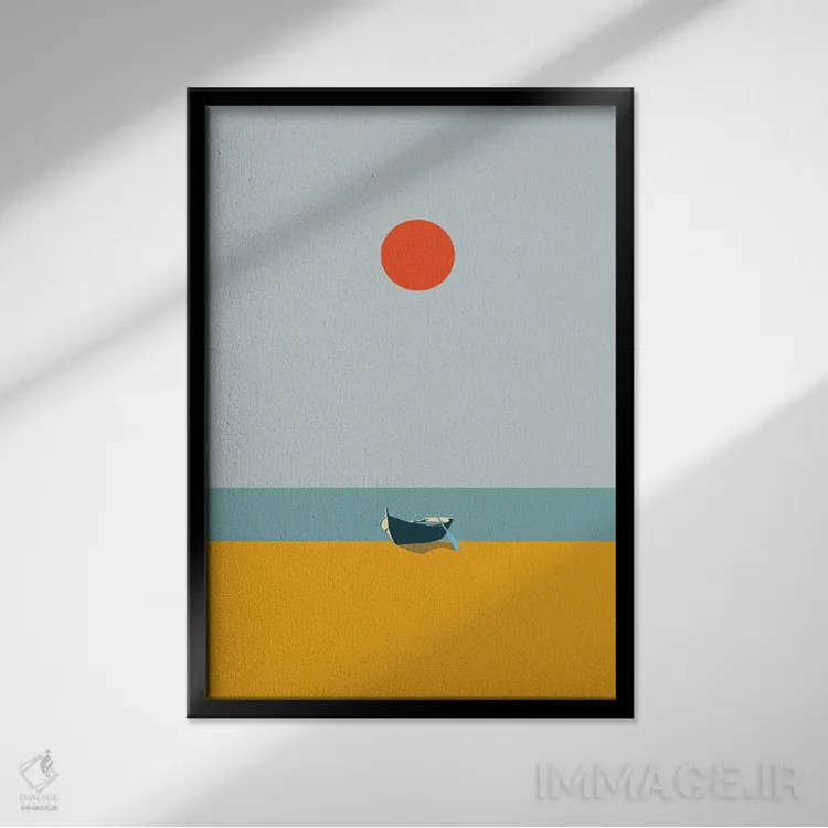 تابلو ساحل کنار دریا ۳ اثر آرکتیک فریم (کادر یا قاب قطبی) - نمای قابدار مشکی