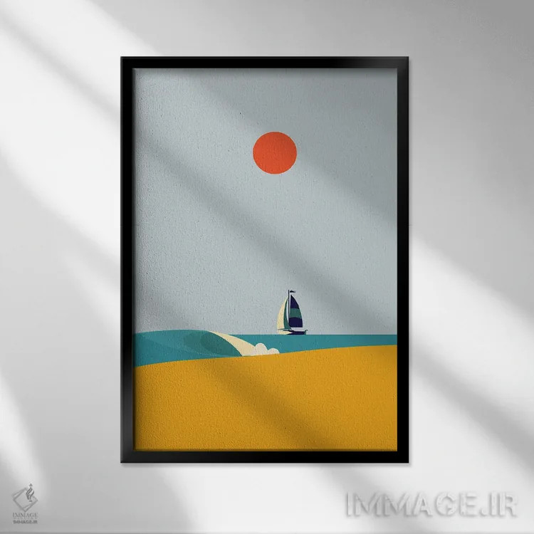 تابلو ساحل کنار دریا ۴ اثر آرکتیک فریم (کادر یا قاب قطبی) - نمای قابدار مشکی