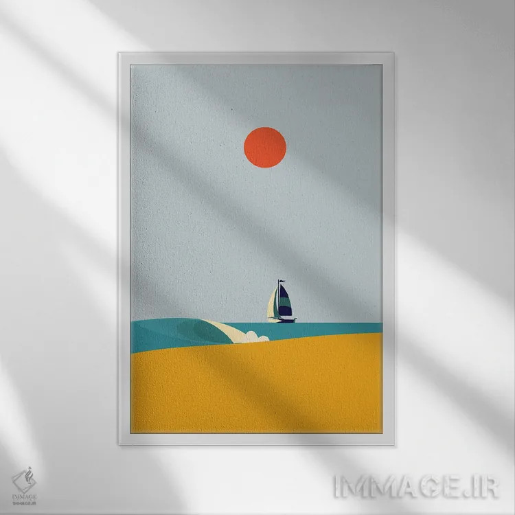 تابلو ساحل کنار دریا ۴ اثر آرکتیک فریم (کادر یا قاب قطبی) - نمای قابدار سفید