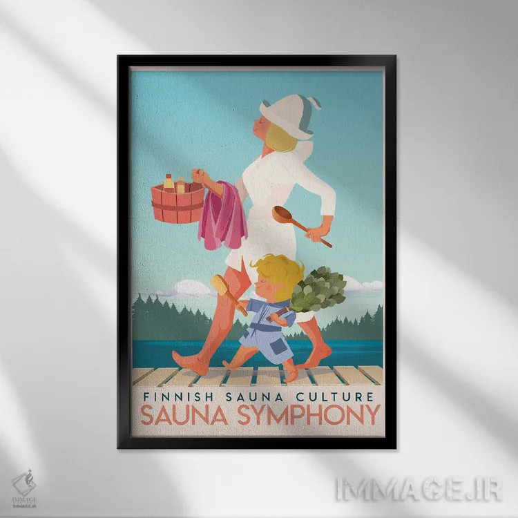 تابلو سونا فنلاند ۲ اثر آرکتیک فریم (کادر یا قاب قطبی) - نمای قابدار مشکی