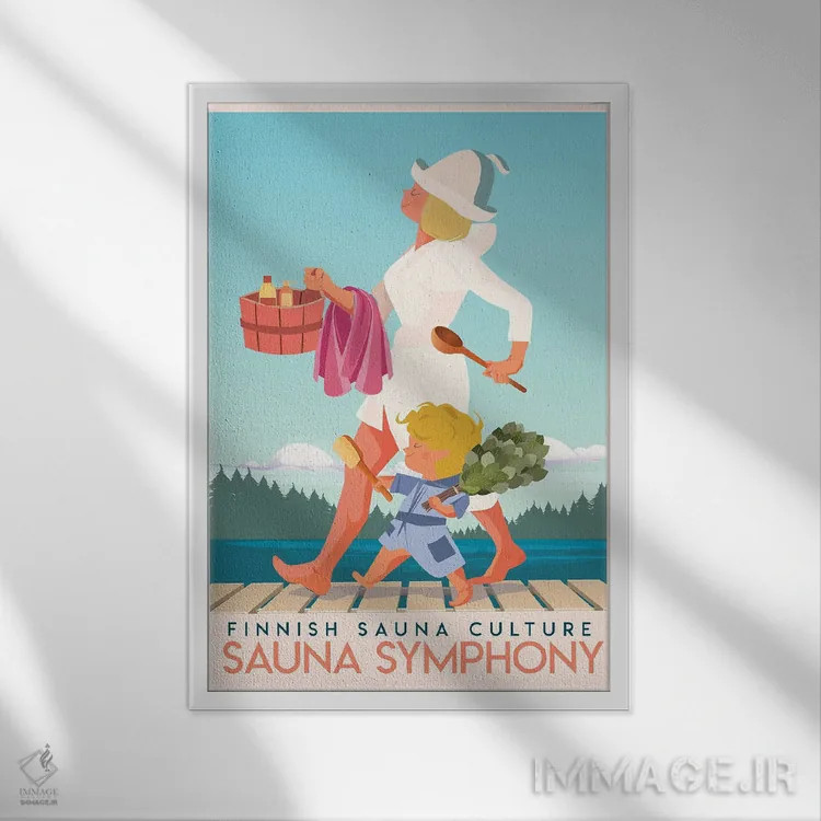 تابلو سونا فنلاند ۲ اثر آرکتیک فریم (کادر یا قاب قطبی) - نمای قابدار سفید