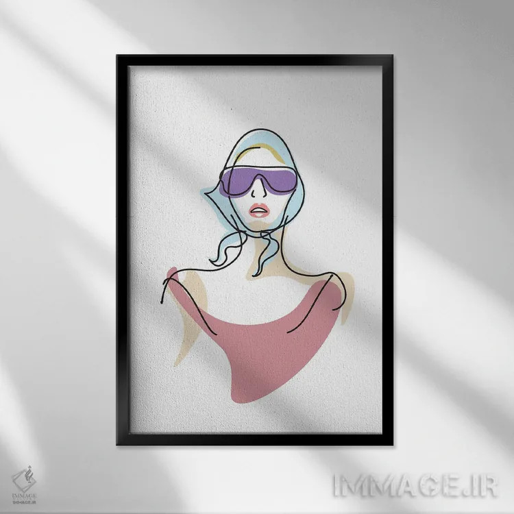 تابلو دختران خطی ۳ اثر آرکتیک فریم (کادر یا قاب قطبی) - نمای قابدار مشکی