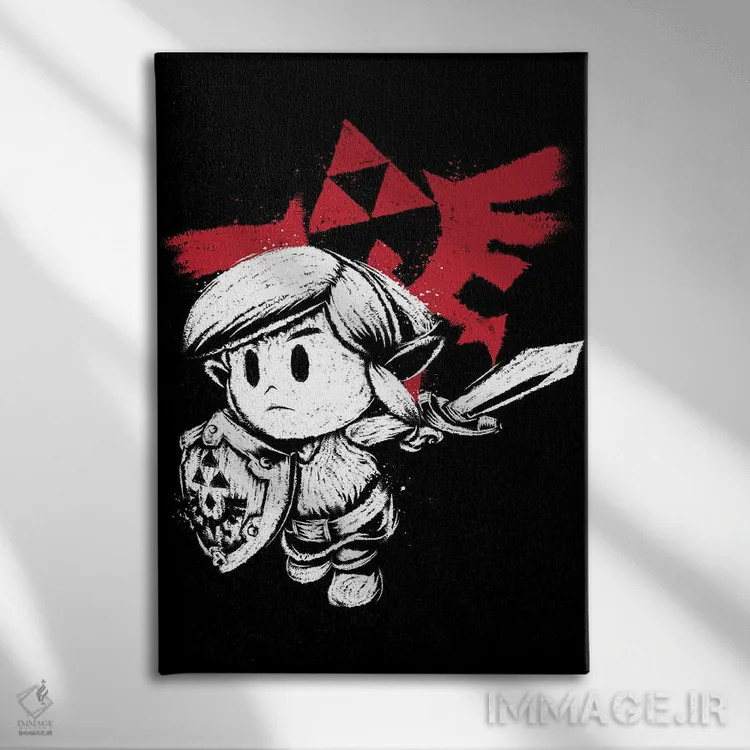 تابلو قهرمان هایلیان نسخهٔ سفید (ارجاع به افسانه زلدا) اثر آنتونیو کامارنا - نمای روبهرو روی دیوار