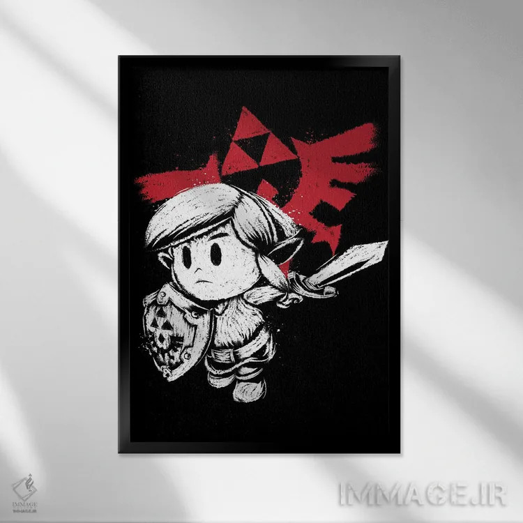 تابلو قهرمان هایلیان نسخهٔ سفید (ارجاع به افسانه زلدا) اثر آنتونیو کامارنا - نمای قابدار مشکی