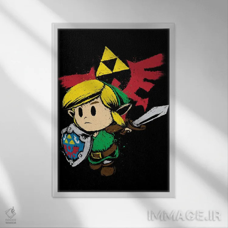 تابلو قهرمان هایلیان (اشاره به افسانه زلدا؛ لینک) اثر آنتونیو کامارنا - نمای قابدار سفید