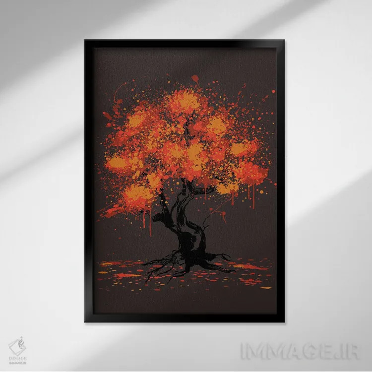 تابلو تابلوی درخت پاییزی اثر آنتونیو کامارنا - نمای قابدار مشکی
