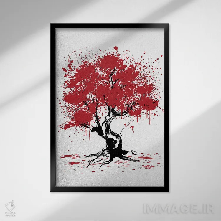 تابلو تابلوی درخت ساکورا (شکوفه گیلاس ژاپنی) اثر آنتونیو کامارنا - نمای قابدار مشکی