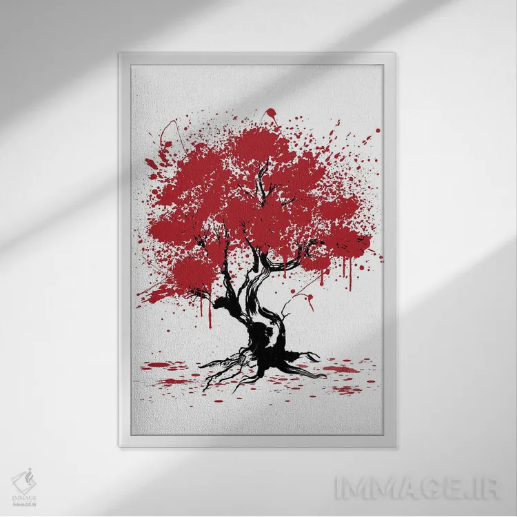 تابلو تابلوی درخت ساکورا (شکوفه گیلاس ژاپنی) اثر آنتونیو کامارنا - نمای قابدار سفید