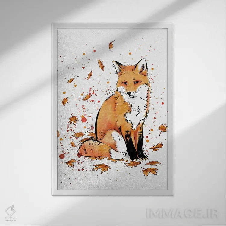 تابلو روباه در برف اثر آنتونیو کامارنا - نمای قابدار سفید