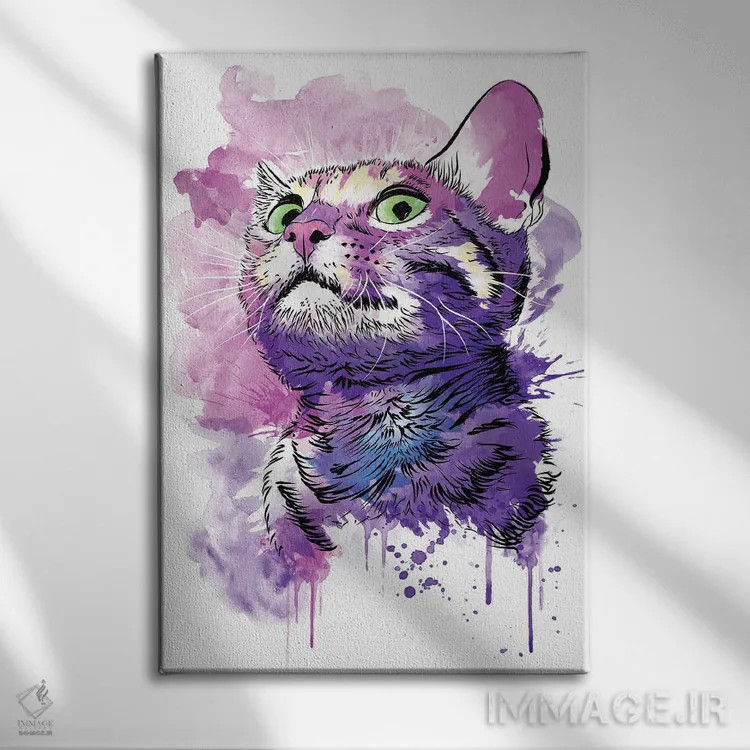 تابلو گربه (آبرنگ) اثر آنتونیو کامارنا - نمای روبهرو روی دیوار