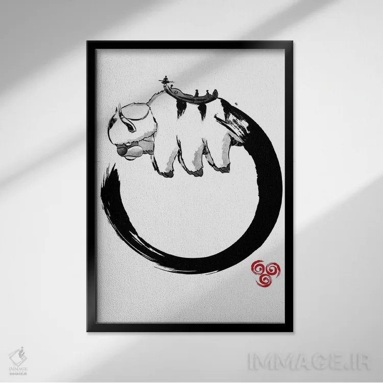 تابلو انسو، گاومیش پرنده اثر آنتونیو کامارنا - نمای قابدار مشکی