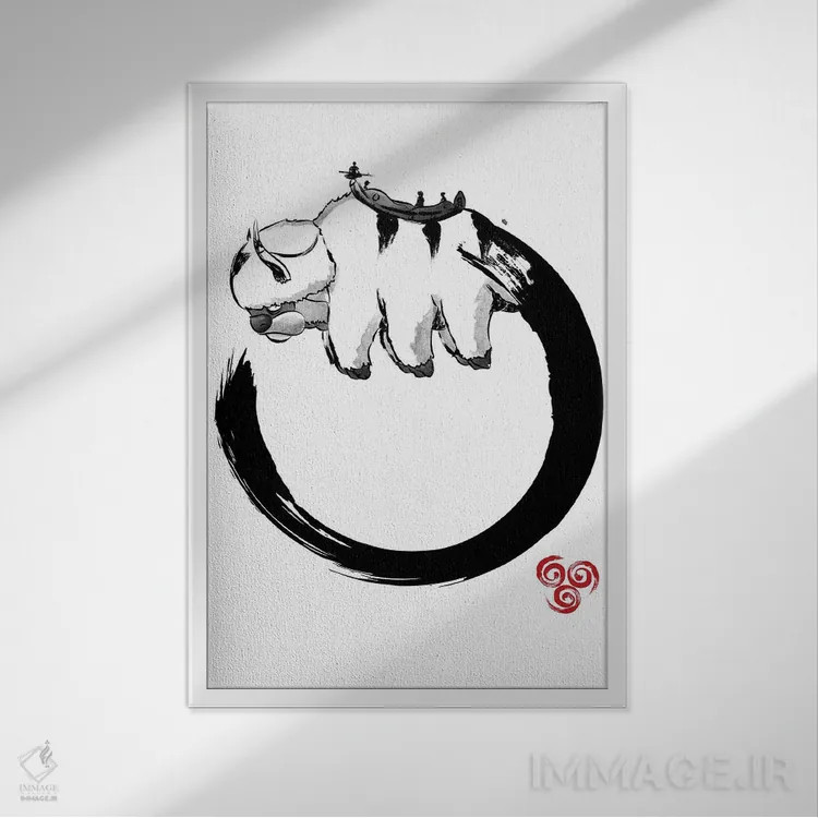 تابلو انسو، گاومیش پرنده اثر آنتونیو کامارنا - نمای قابدار سفید