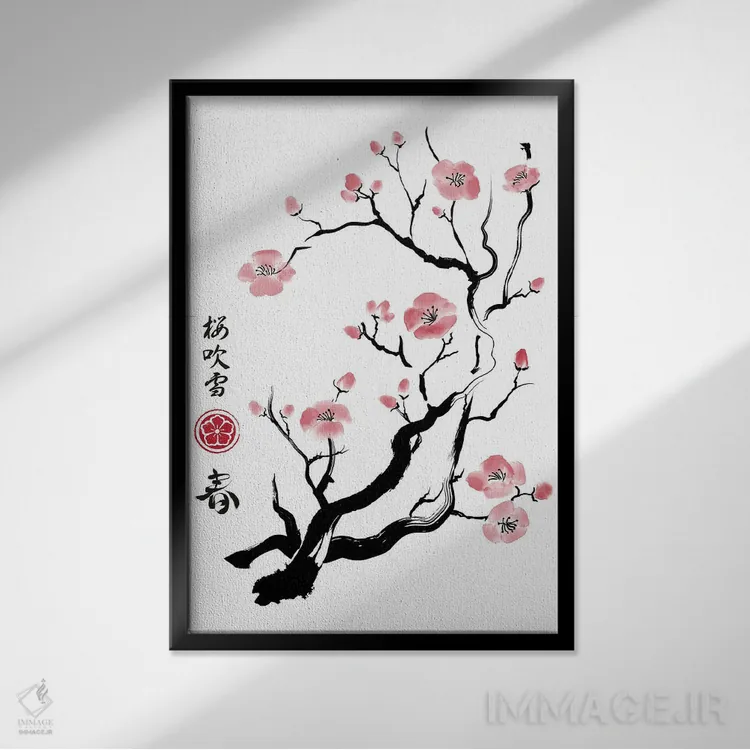 تابلو رنگهای بهاری در ژاپن اثر آنتونیو کامارنا - نمای قابدار مشکی