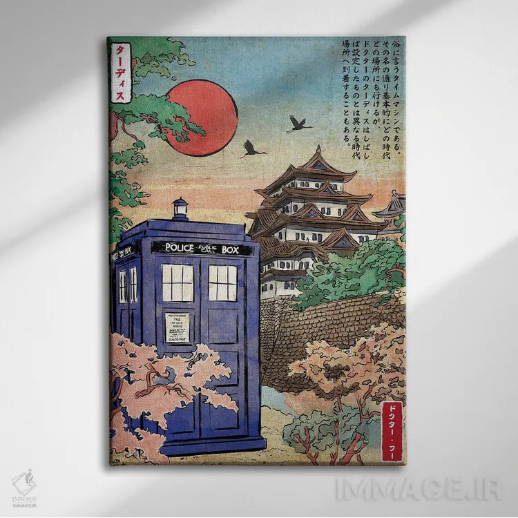 تابلو تاردیس در ژاپن (ارجاع به سریال دکتر هو) اثر آنتونیو کامارنا - نمای روبهرو روی دیوار